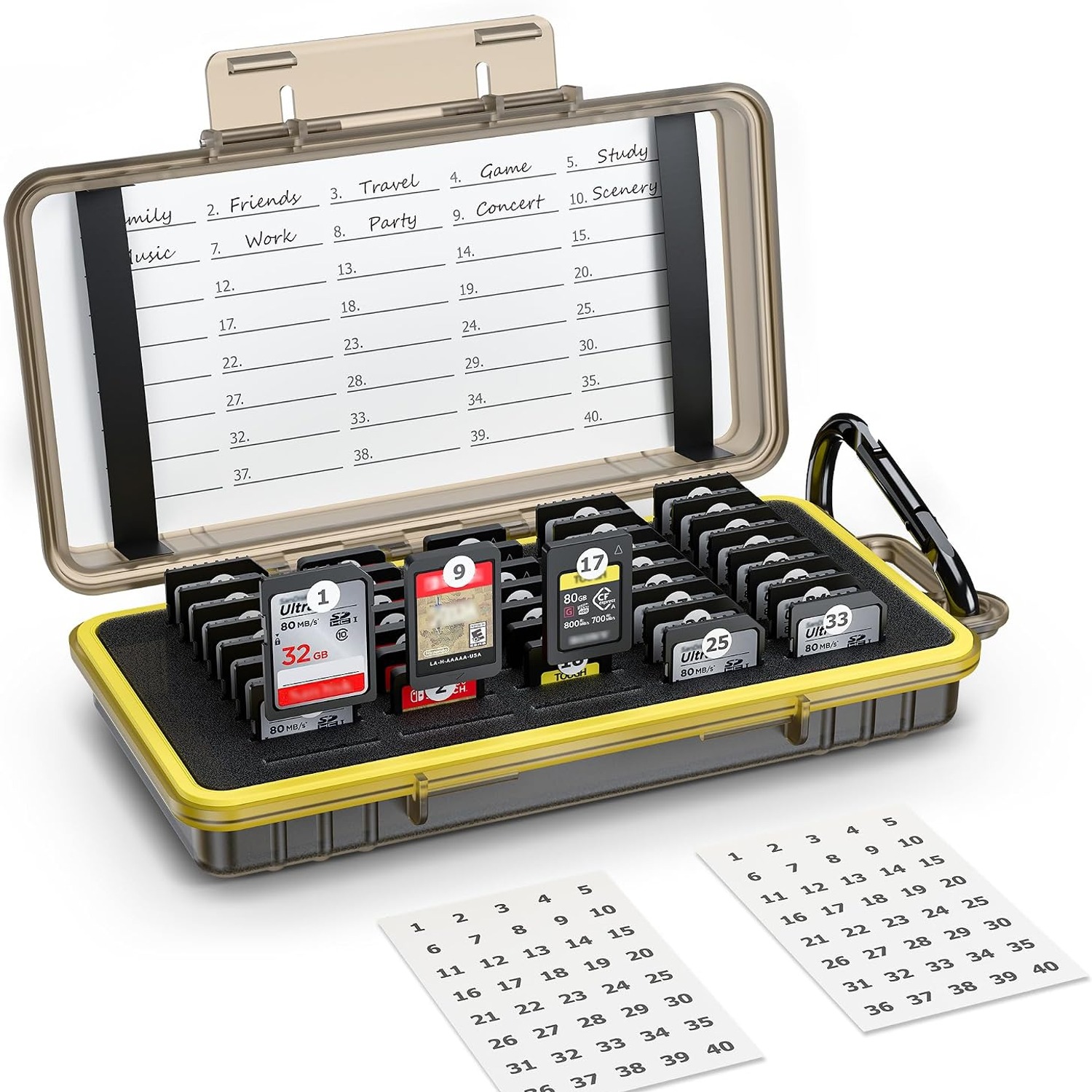 40-Slot SD Card Case with Carabiner