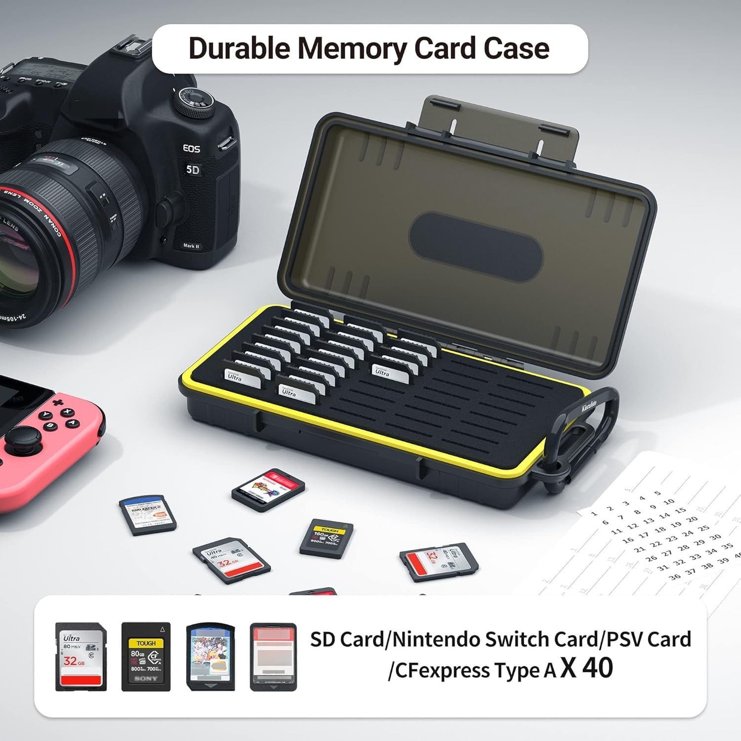 40-Slot SD Card Case with Carabiner