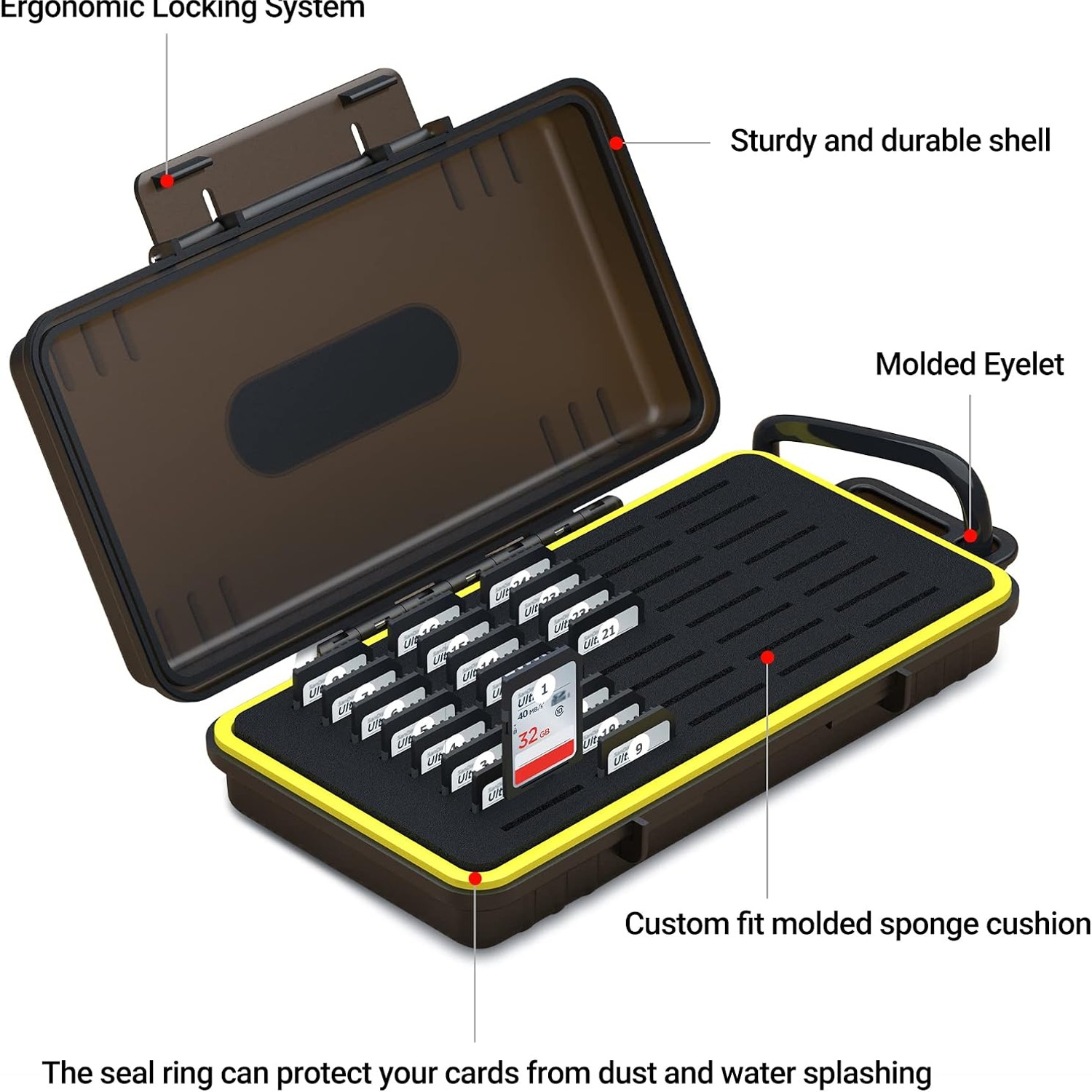 40-Slot SD Card Case with Carabiner