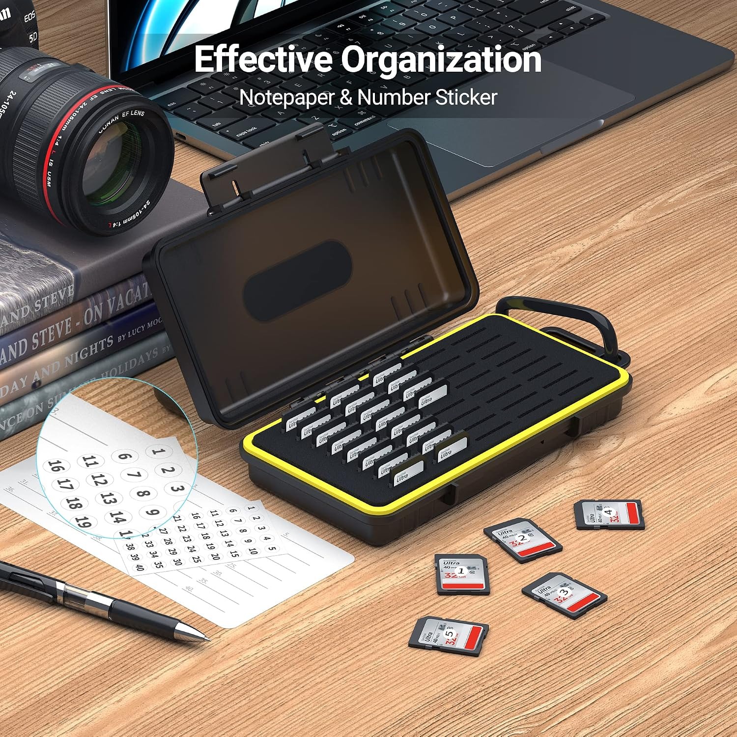 40-Slot SD Card Case with Carabiner
