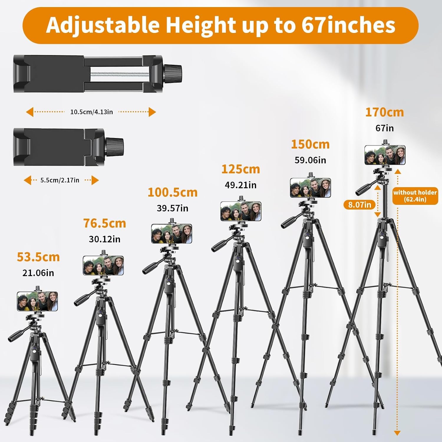 170cm Aluminium Camera Tripod with Phone Mount, Remote and Travel Bag