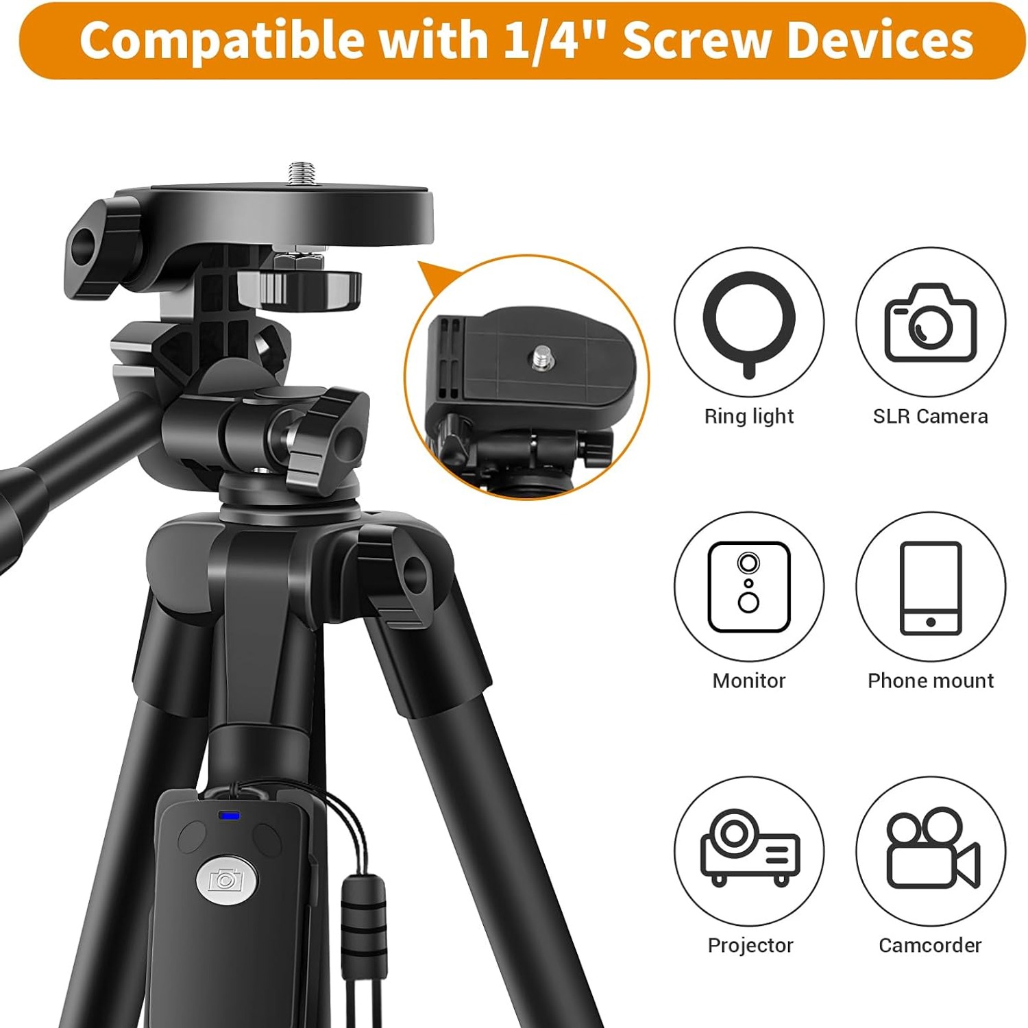 170cm Aluminium Camera Tripod with Phone Mount, Remote and Travel Bag