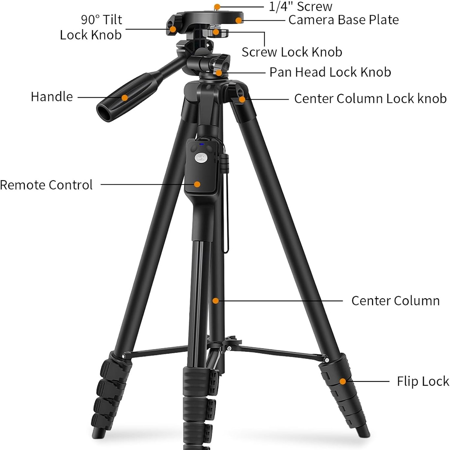 170cm Aluminium Camera Tripod with Phone Mount, Remote and Travel Bag: image 7