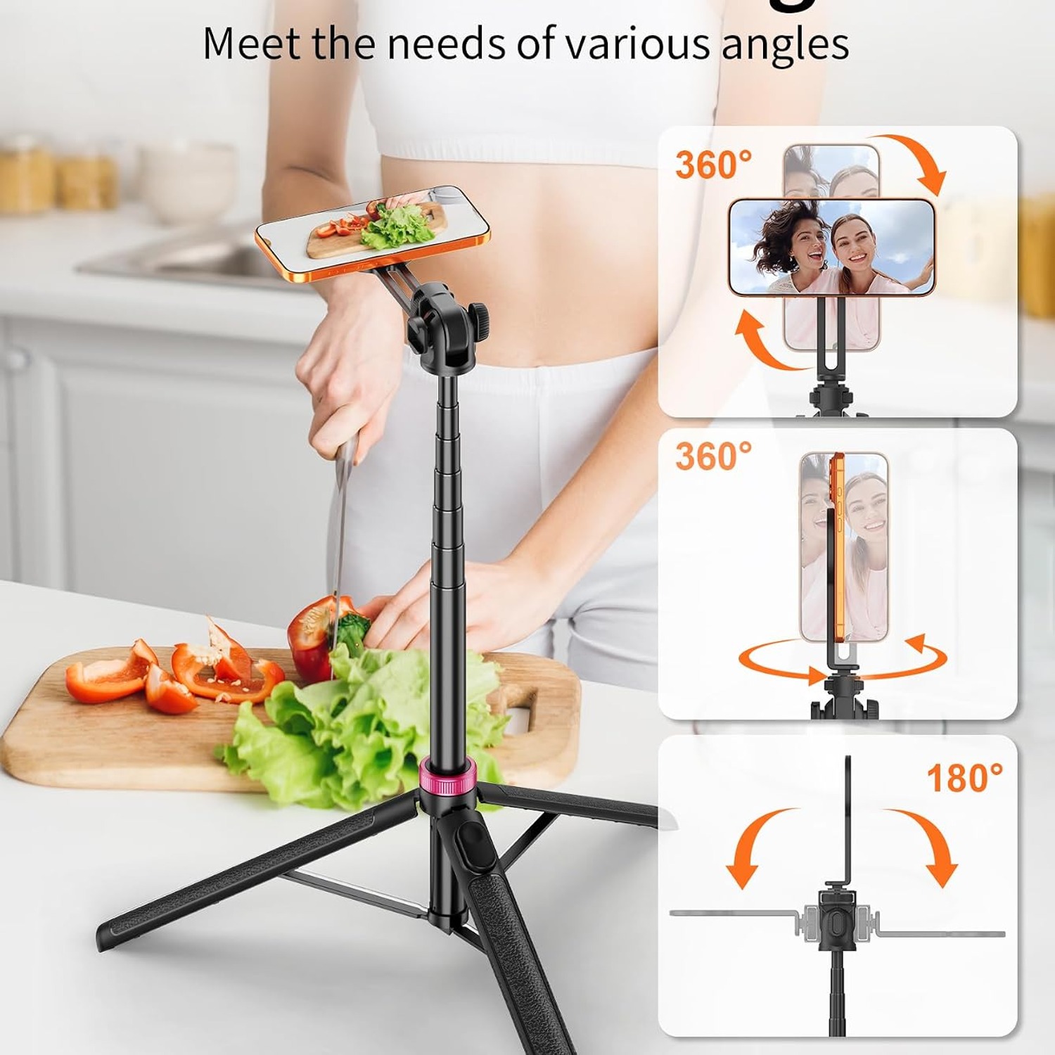 Magnetic Phone Tripod and Selfie Stick 175cm with Wireless Remote
