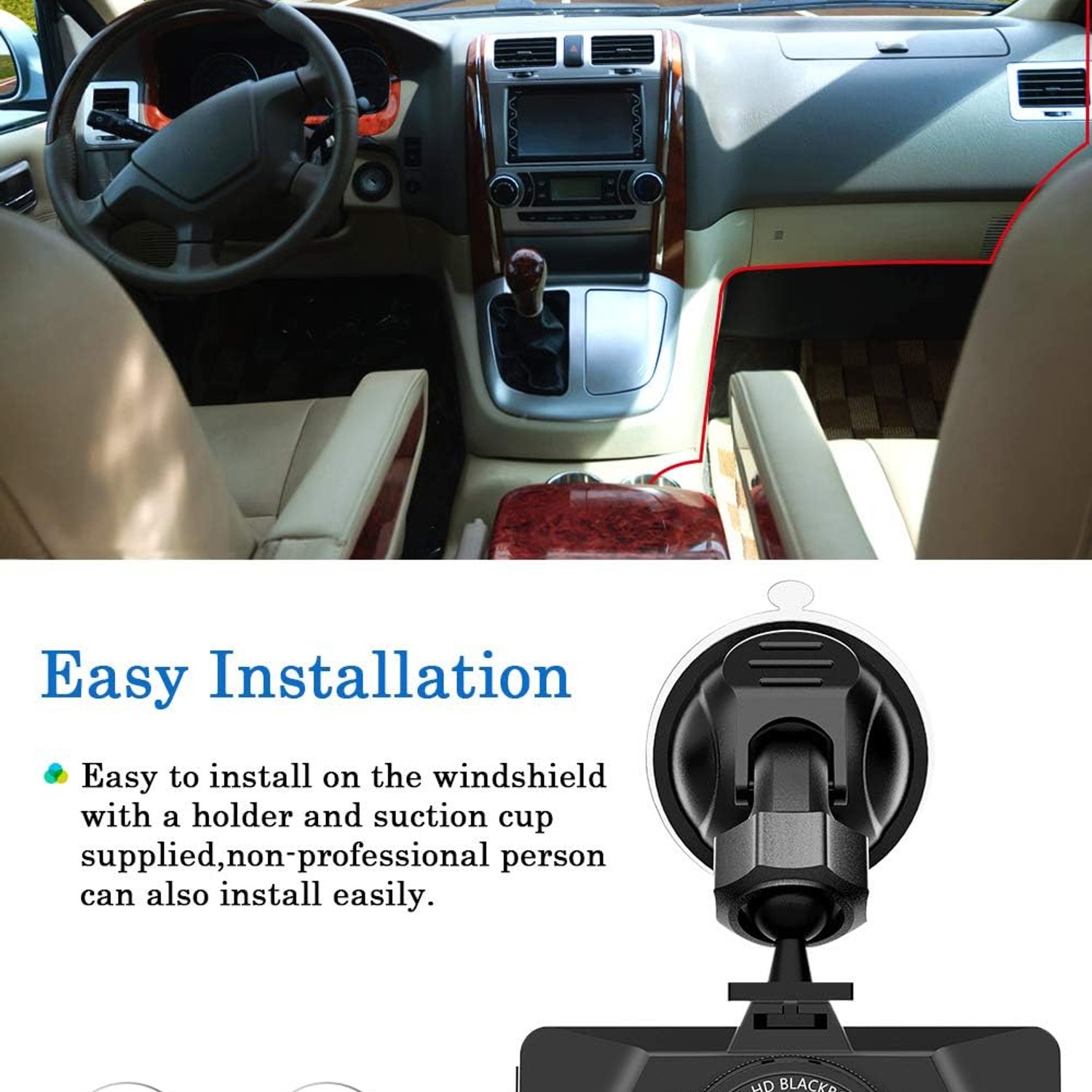 CHORTAU 1080p Front Dash Cam with 3-Inch Screen