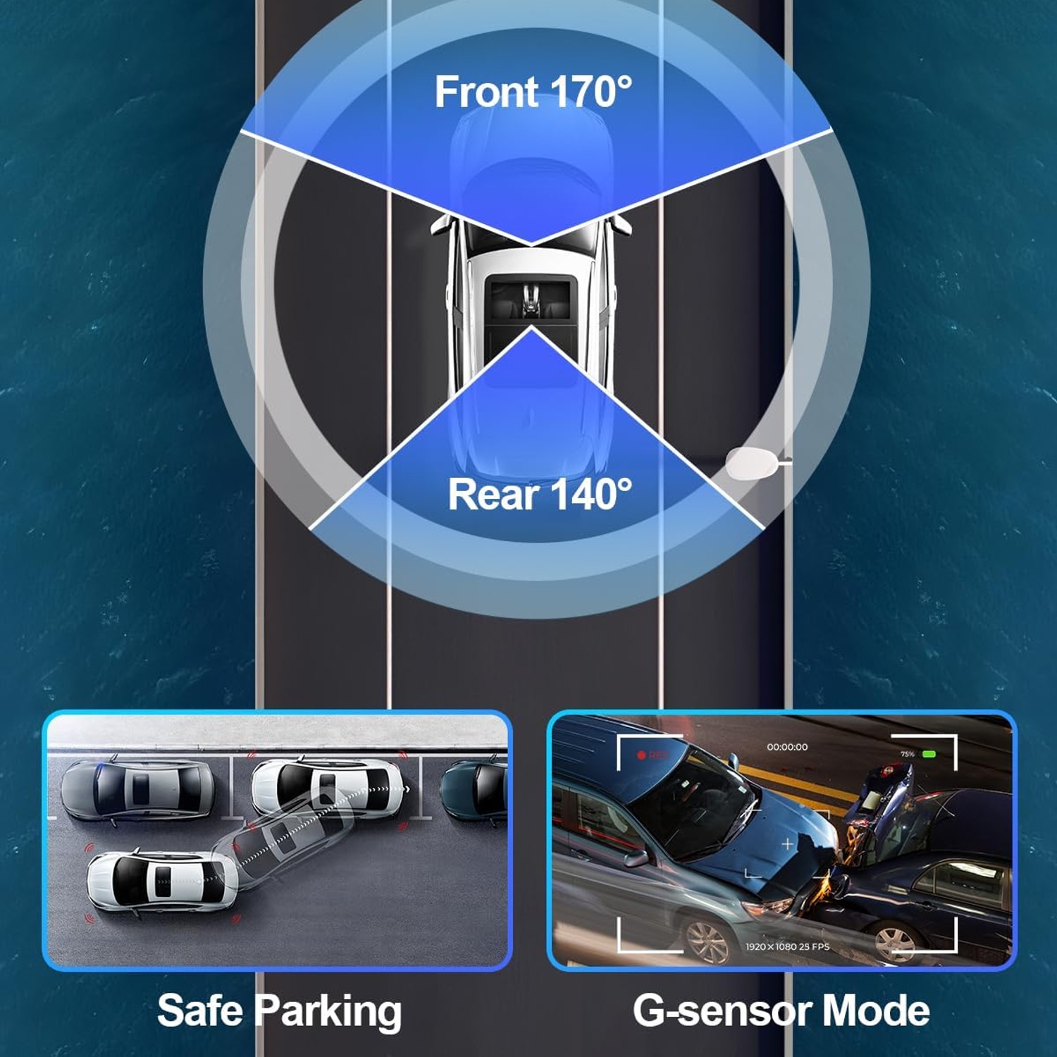 CHORTAU 2K Dual Dash Cam with 3-Inch Screen