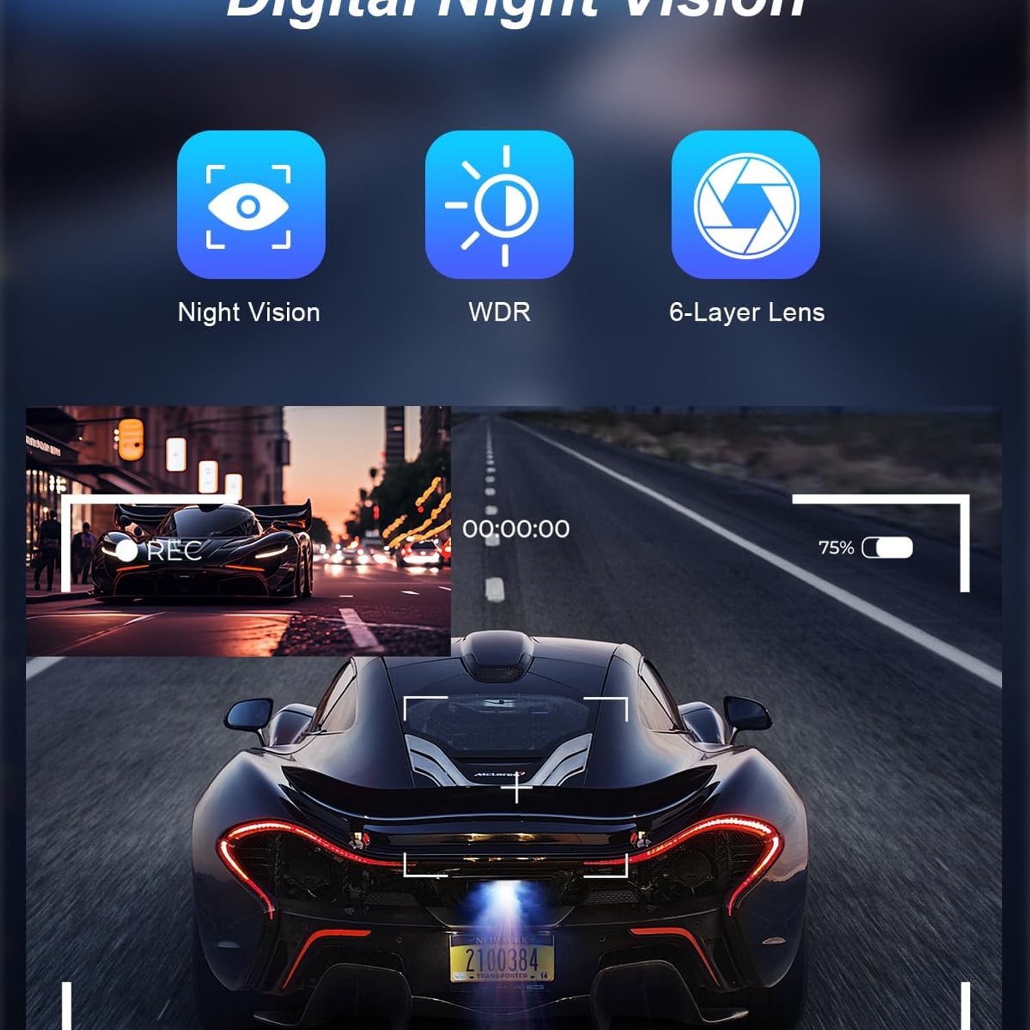 CHORTAU 2K Dual Dash Cam with 3-Inch Screen