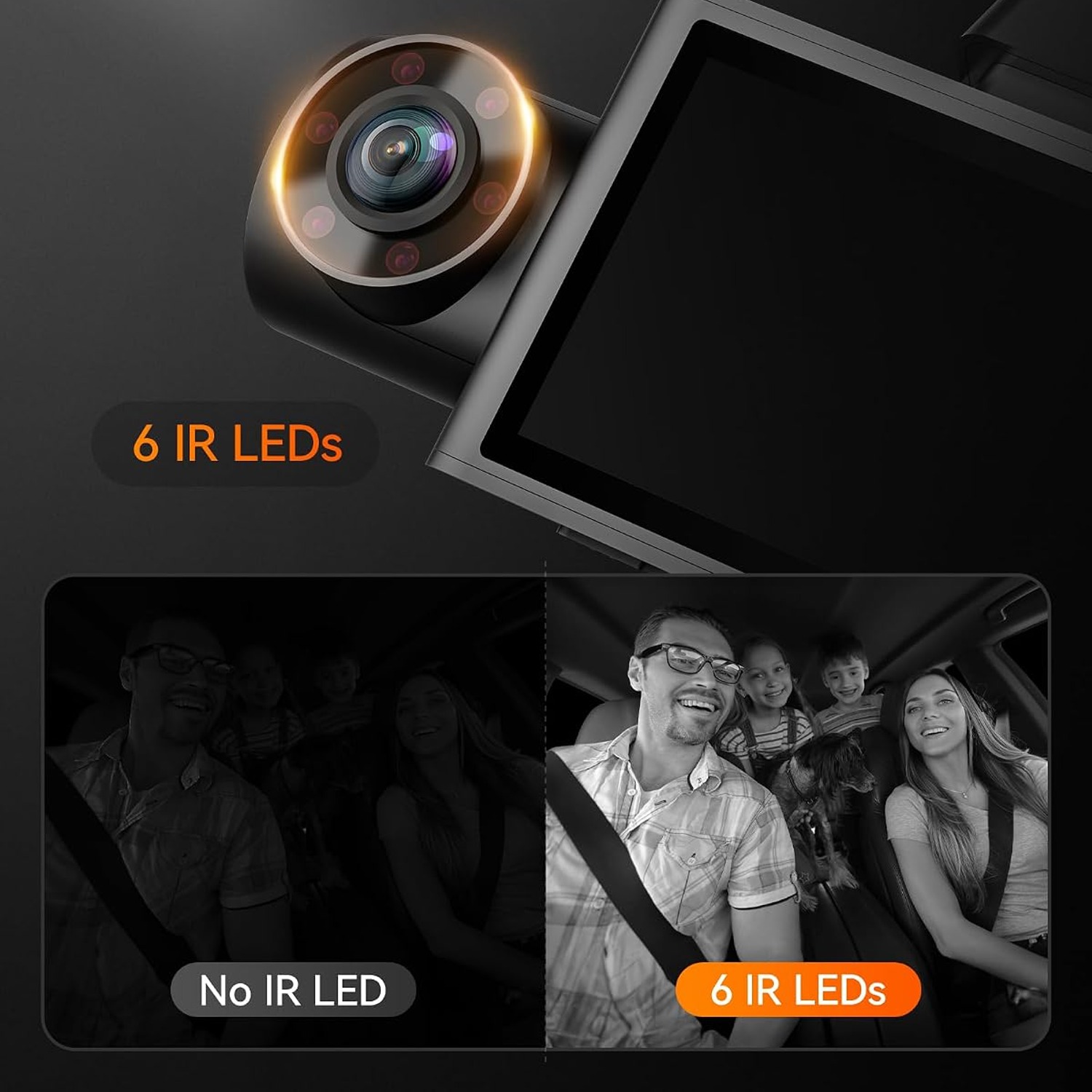 WOLFBOX i07 3 Channel Dash Cam with Front, Cabin and Rear Cameras