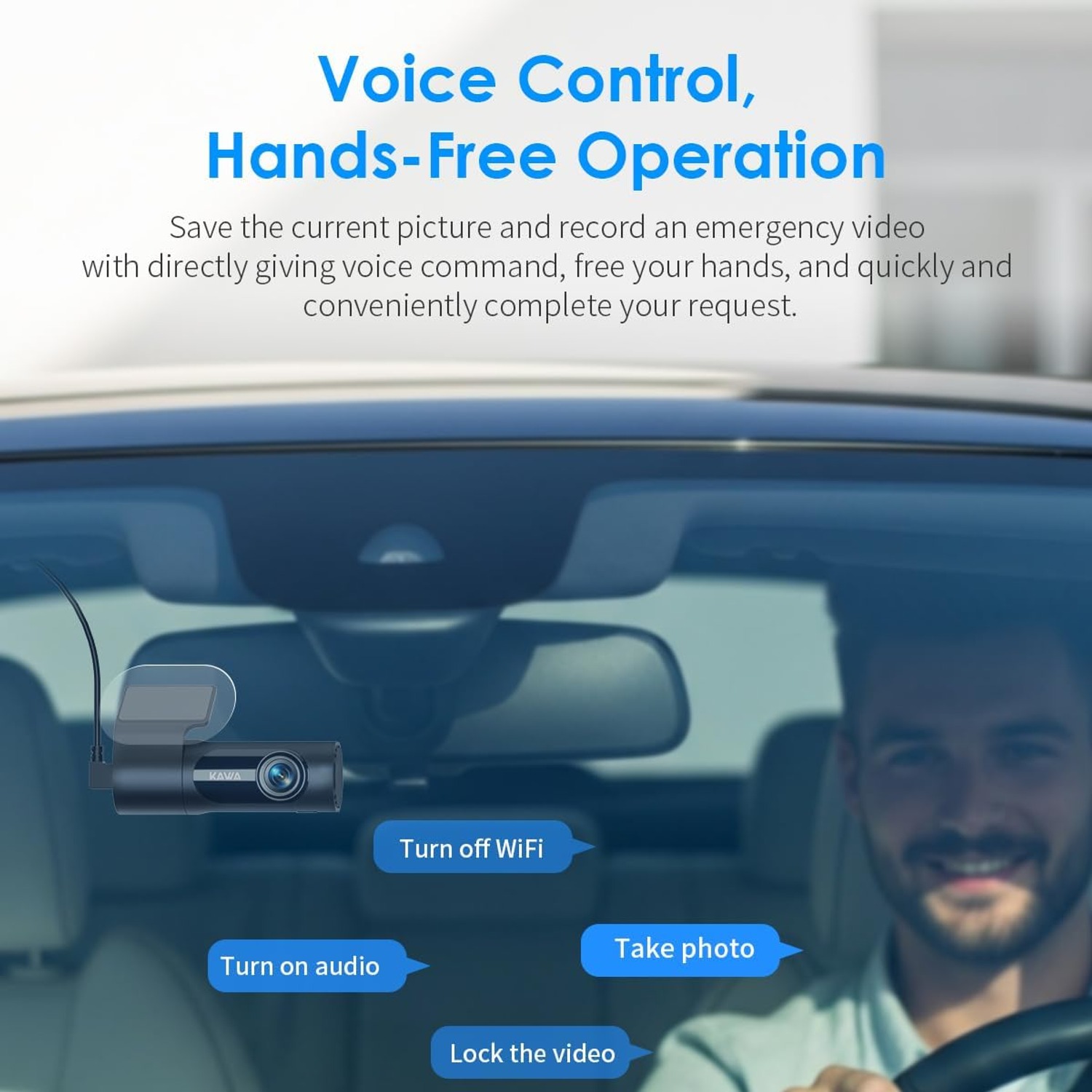 KAWA D6 3K Voice Control Dash Cam with Built-In WiFi