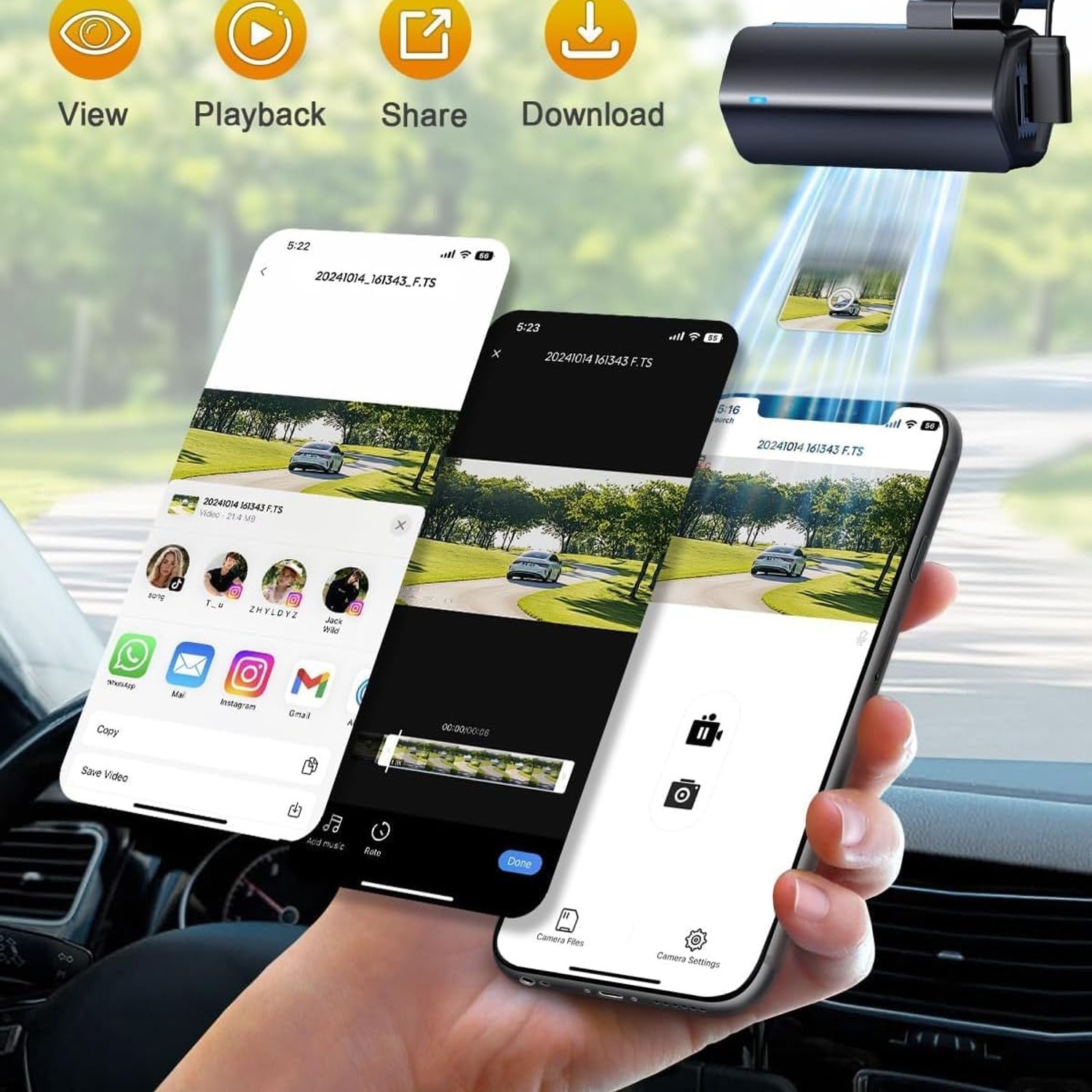 GKU D200 4K Front Dash Cam with Built-In WiFi