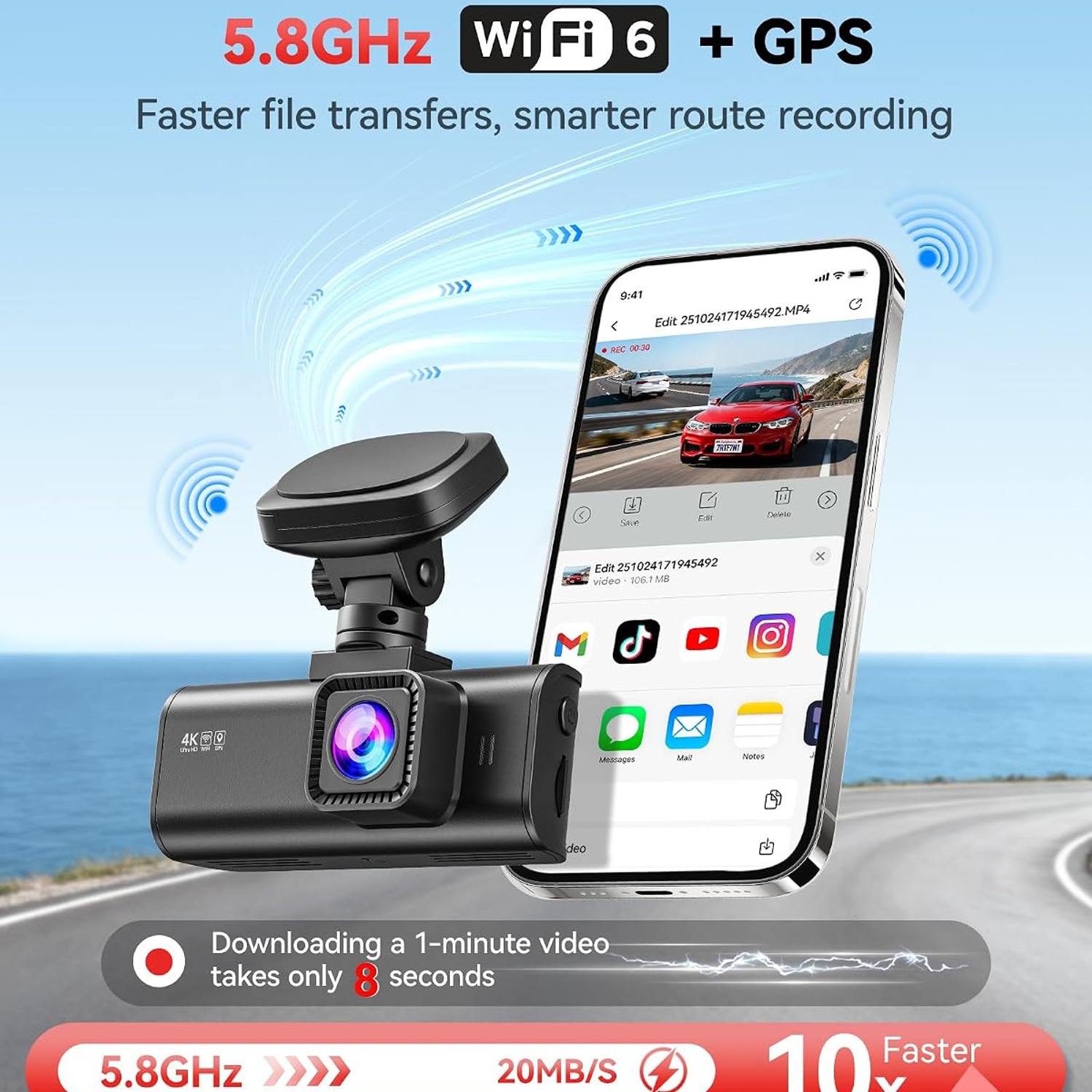 REDTIGER F7N 4K Dual Dash Cam with WiFi, GPS and 64GB Card