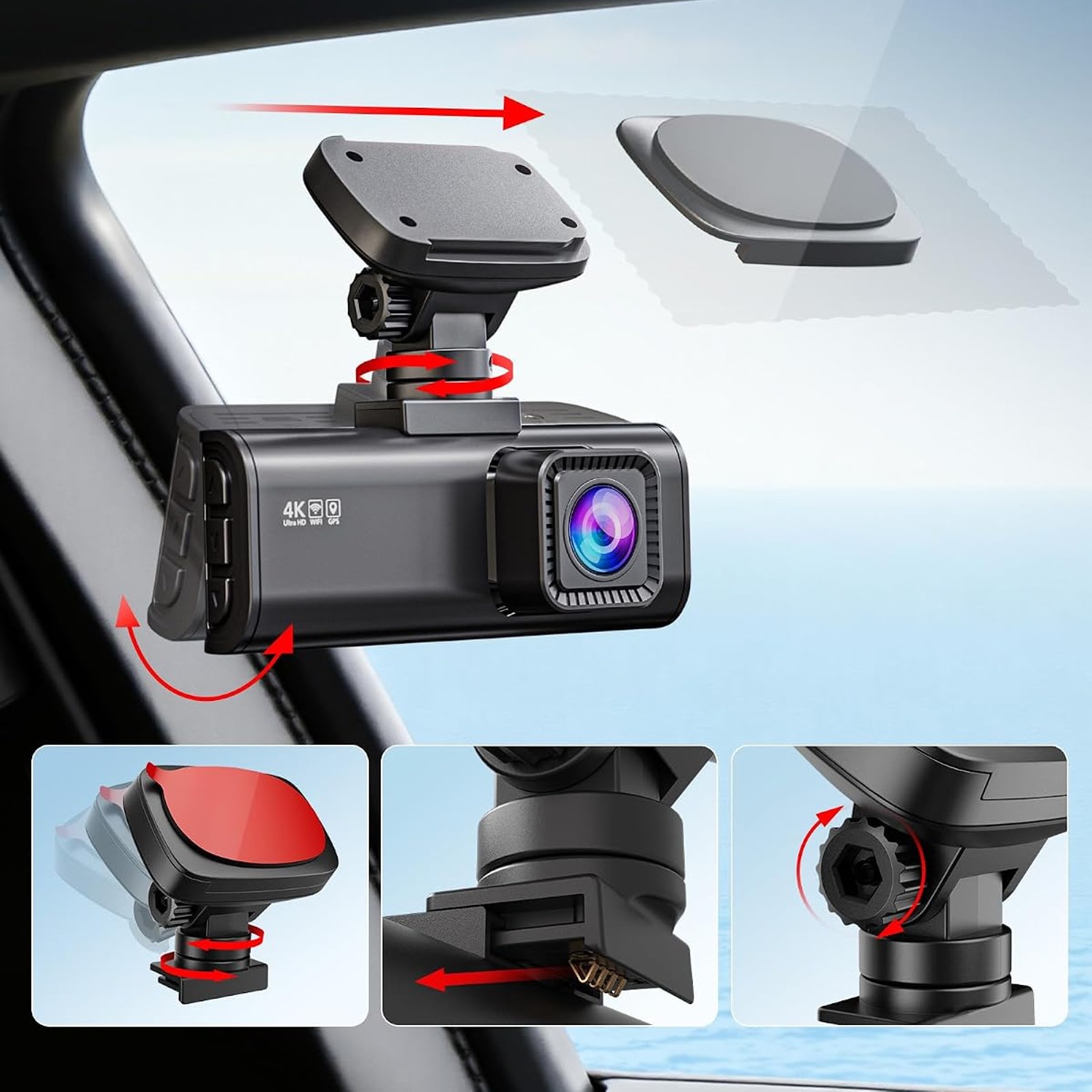 REDTIGER F7N 4K Dual Dash Cam with WiFi, GPS and 64GB Card