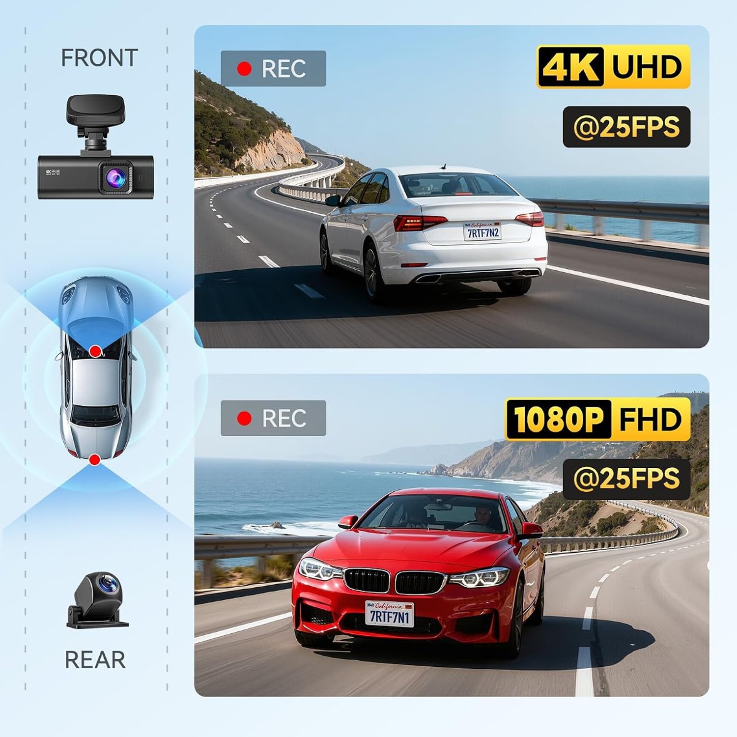 REDTIGER F7N 4K Dual Dash Cam with WiFi, GPS and 64GB Card