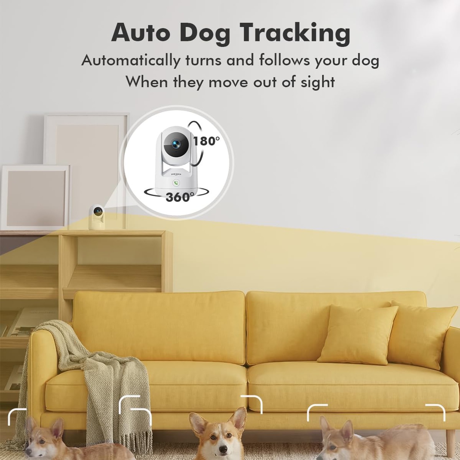 Dzees CA49 2K Indoor Camera with Dual Band WiFi and 360 Degree Pan Tilt