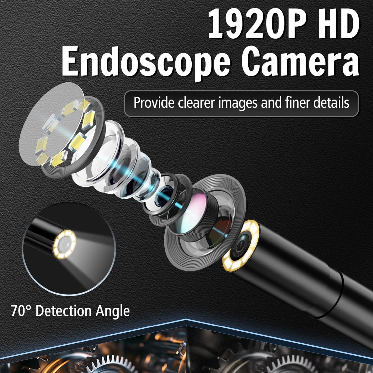 Ferdiiz 1920P Endoscope Inspection Camera with 5m Semi-Rigid Cable