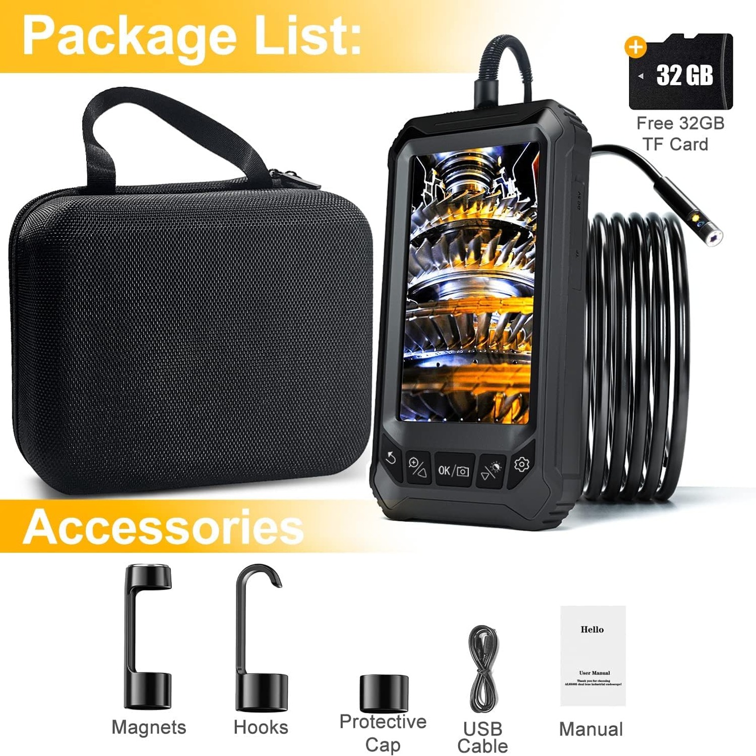 Koreal Dual Lens Inspection Camera with 5 Inch Screen