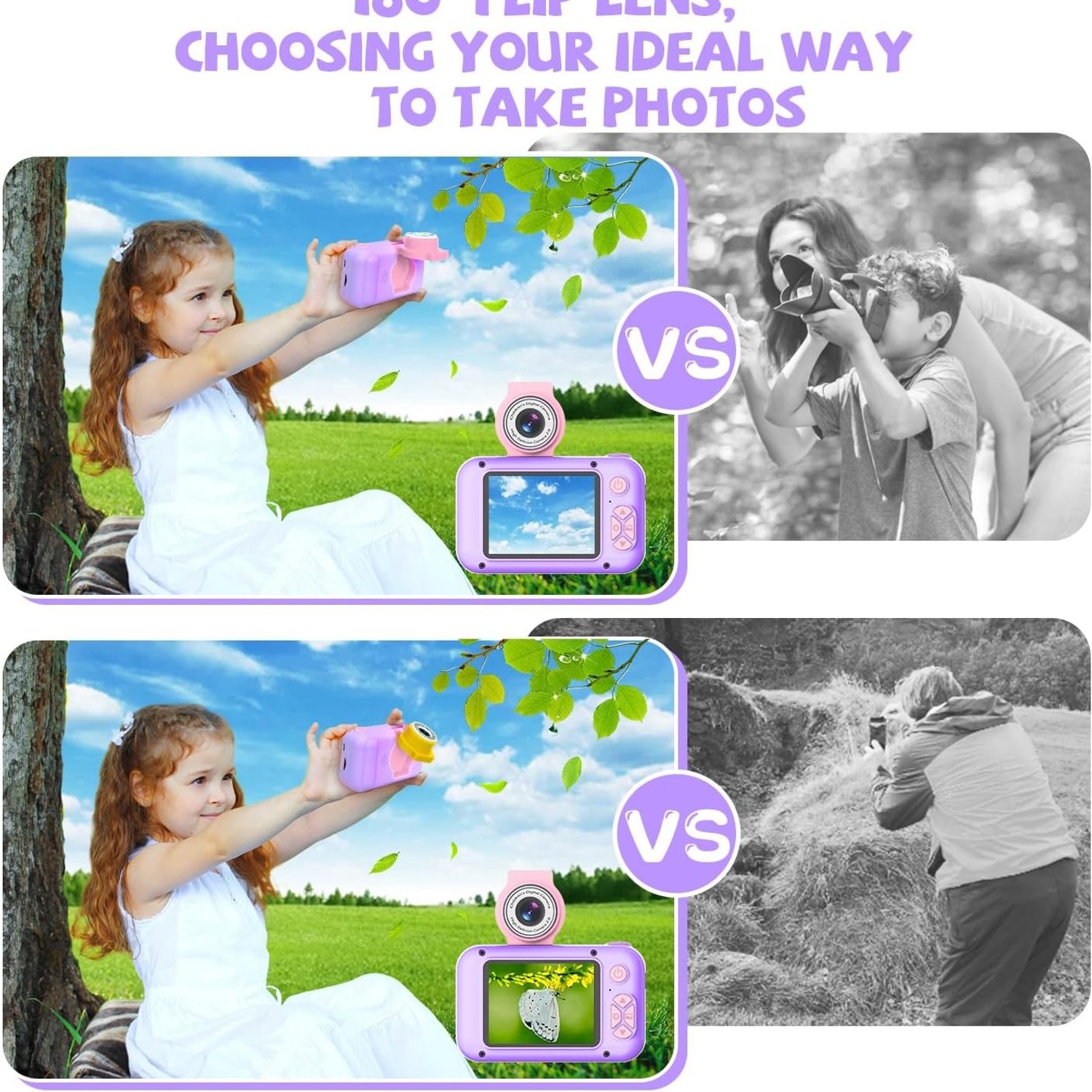 ARNSSIEN Kids Camera with 180° Flip Lens