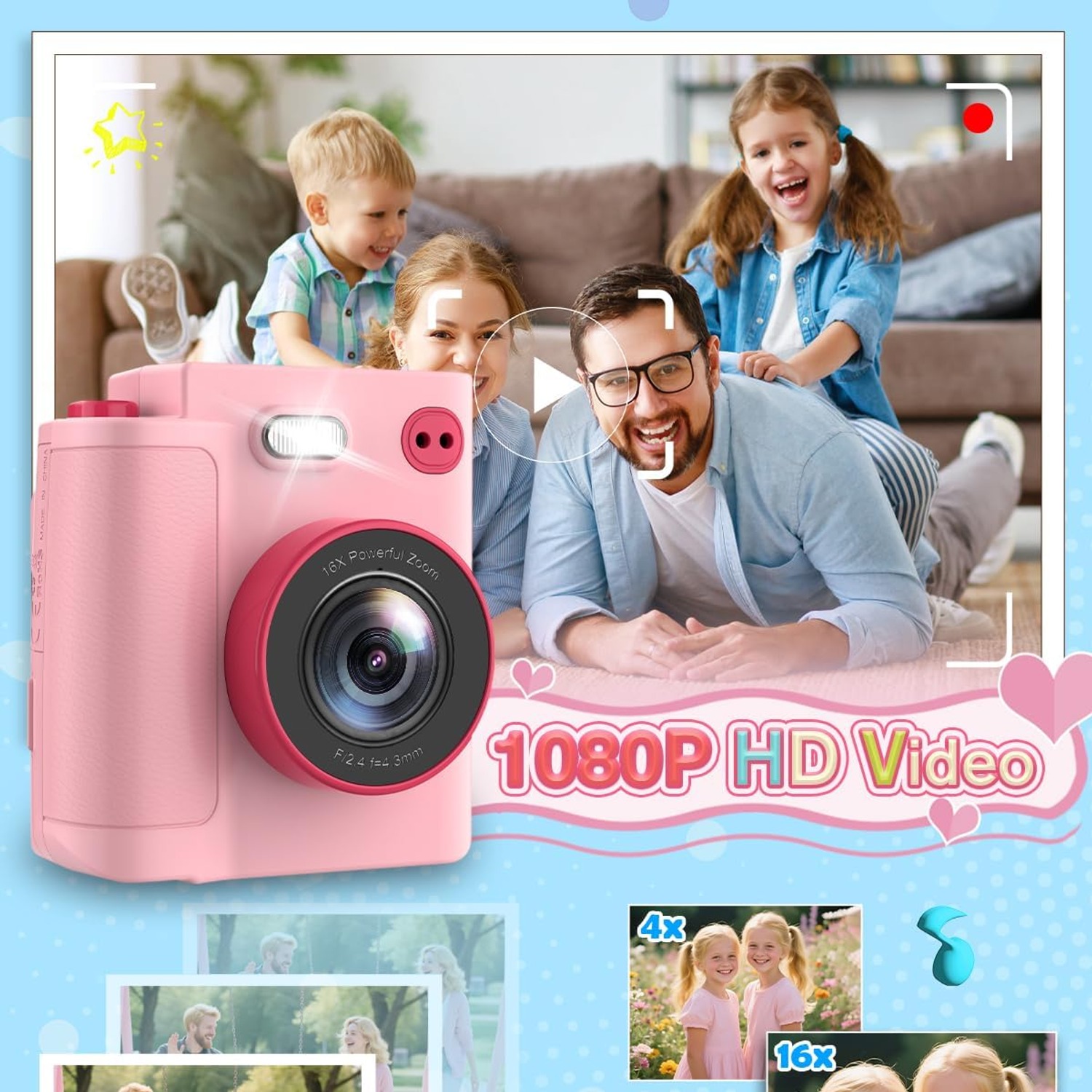 Kids Instant Print Camera with 1080p Video