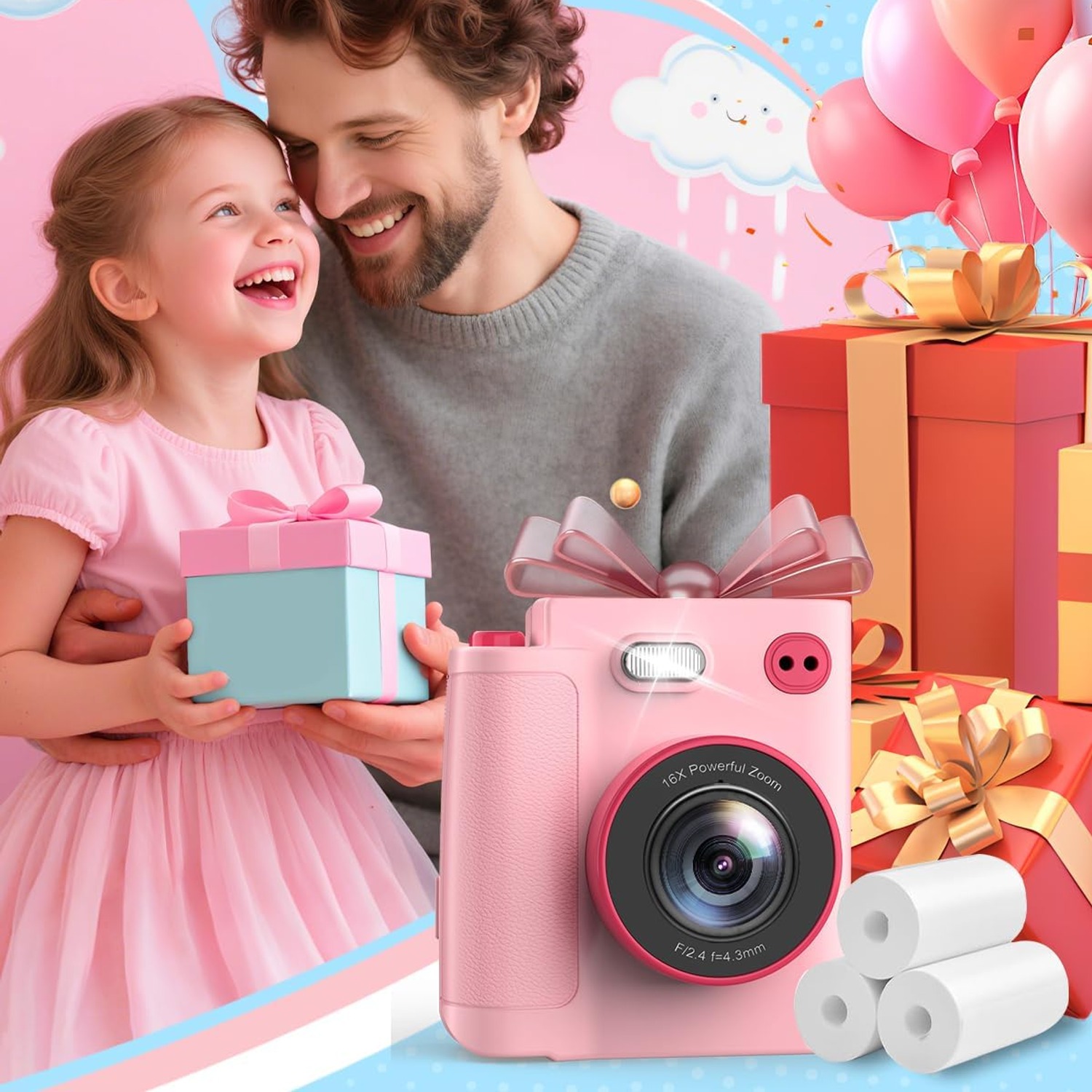 Kids Instant Print Camera with 1080p Video