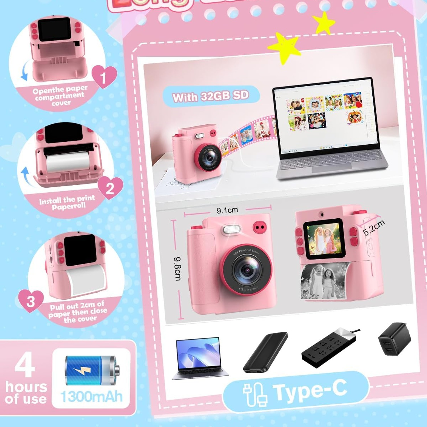 Kids Instant Print Camera with 1080p Video: image 7