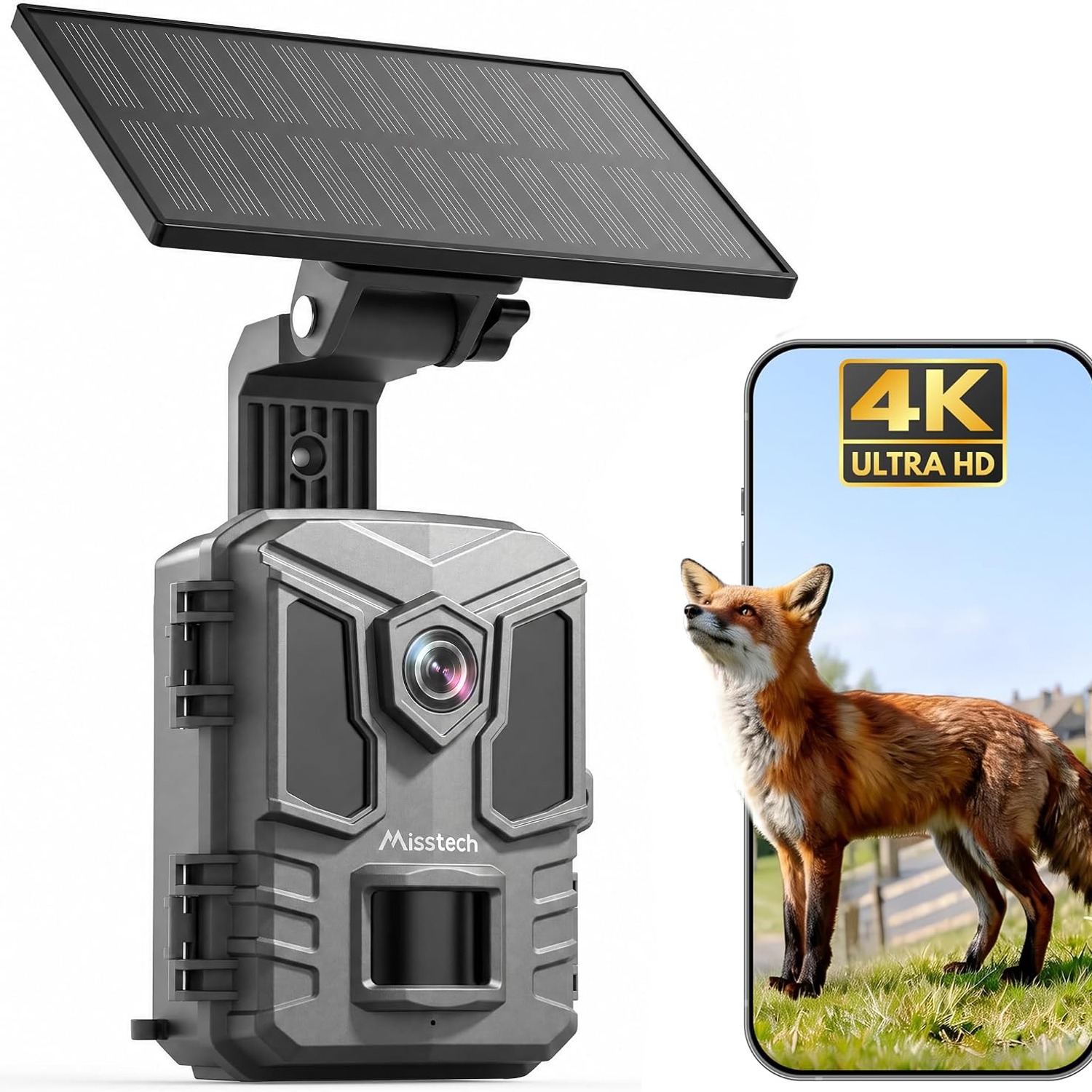 Solar Powered 4K Trail Camera with 64MP Photos and Night Vision