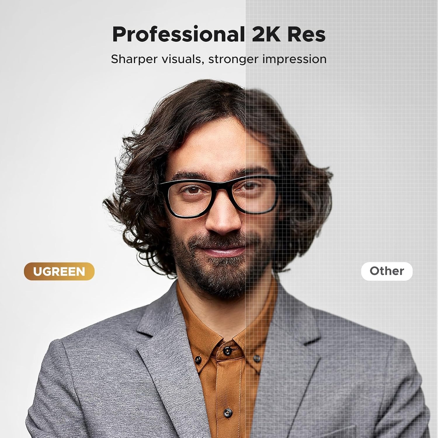 UGREEN 2K Webcam with Privacy Cover and Dual Microphones