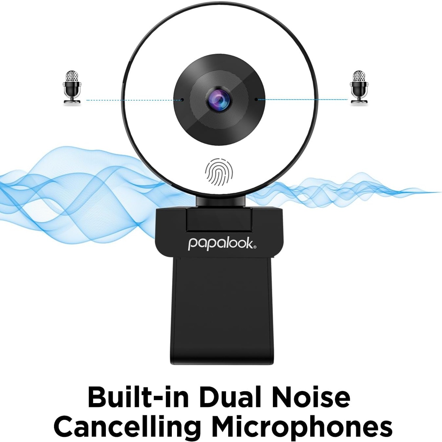 papalook PA552 2K Webcam with Ring Light and Privacy Cover